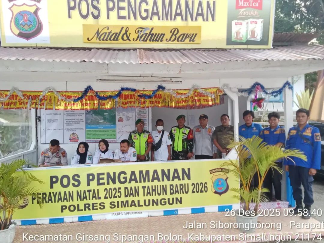 Sinergi TNI–Polri Dan Personil Gabungan Jaga Kenyamanan Nataru, Pos Pam Simpang Sitahoan Berjalan Aman Dan Kondusif