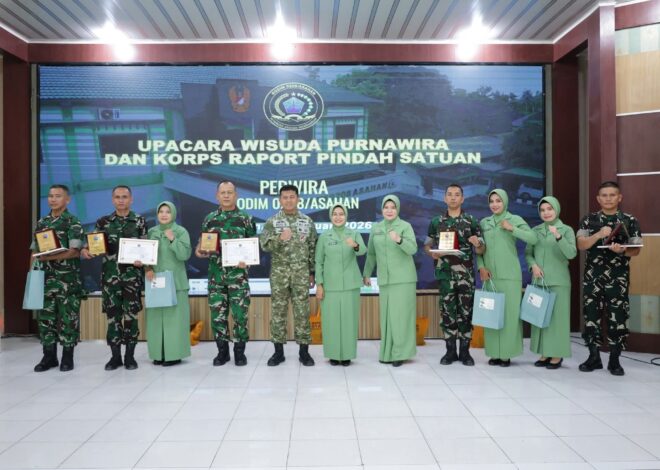 Komandan Kodim 0208/Asahan Pimpin Upacara Wisuda Purnawira Dan Korps Raport Pindah Satuan Perwira